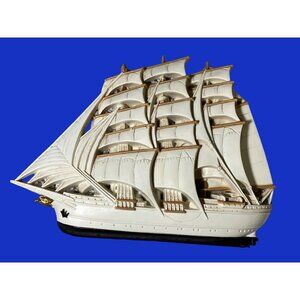 Vintage Burwood HOMCO 3-D Nautical Clipper/Sailing Ship Wall Hanging Plaque
